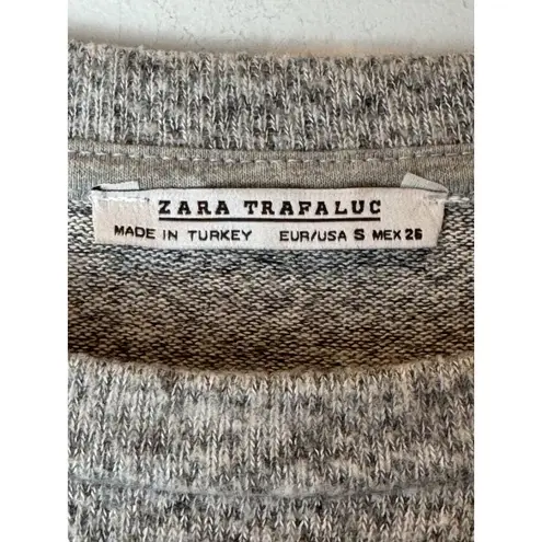 ZARA  Trafaluc Sweater Women Small Gray Knit Crew Neck Long Bell Sleeve Pullover‎