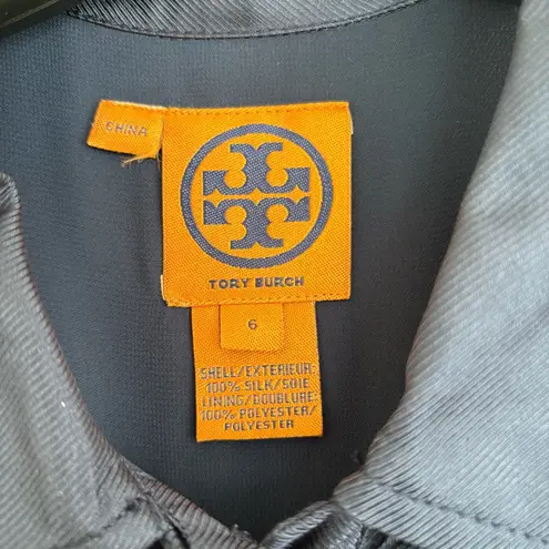 Tory Burch  Silk Navy and Cream Geometric Print Sleeveless Midi Dress Size 6