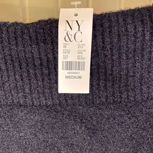 New York & Company Boat Neck Black Sweater Black Size M