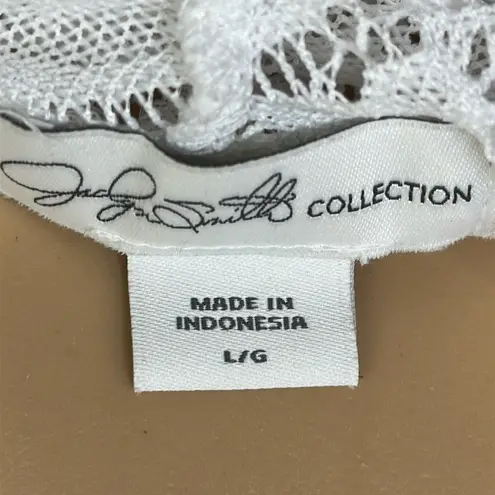 Jaclyn Smith White Lace Full Zip Up Hooded Short Sleeve Swim Coverup Womens L