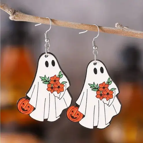🌸 4 for $20 Halloween Ghost Earrings, Halloween, Boho, Ghost, Vintage Fall White