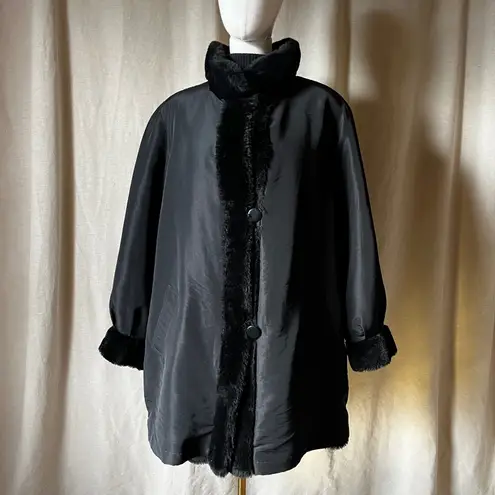 Marvin Richards Vintage Reversible J. Percy for Black Faux Fur Coat XL 90s - Image 6