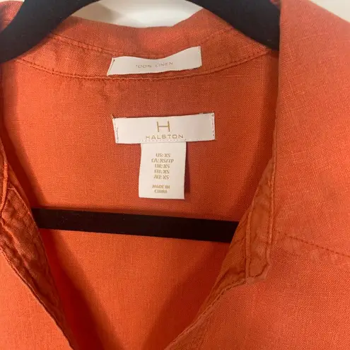 H by Halston Halston Orange Linen Dress Sz XS Shift