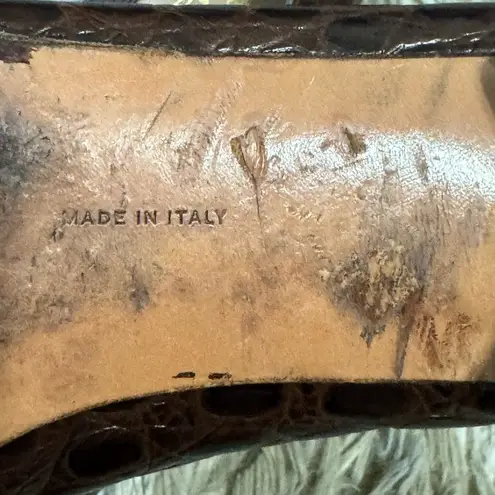 Salvatore Ferragamo  Brown Leather Croc Loafers size 8.5