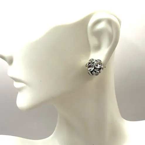 Rhinestone disco ball post earrings Silver