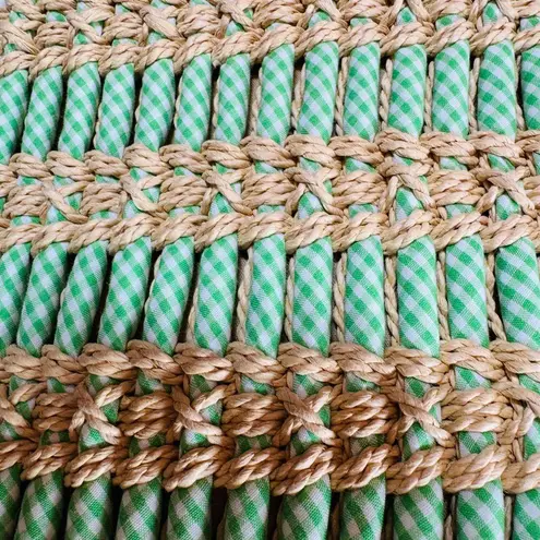Lime & Tan Woven Tote Bag Green