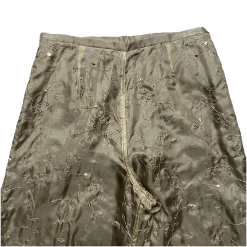 Valerie Stevens Vintage Silk Sequin Pants Women’s 6 Ethereal High Waist Fitted