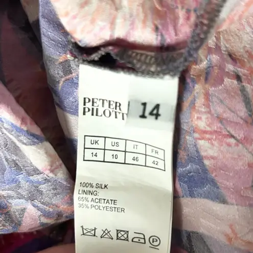 Peter Pilotto 100% Silk Midi Dress in Pink Abstract Floral Print Size 10 US