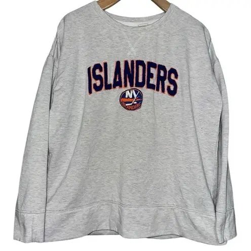 Concept Sports NHL L Heather Gray NY Islanders Embroidered Pullover Sweatshirt Size L