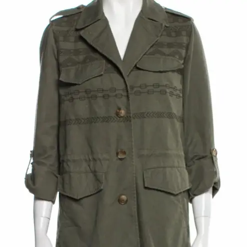 Joie  womens evandale jacket with embroidered front army green button up small