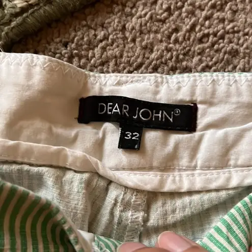 Dear John  green and white high rise stripe shorts 32