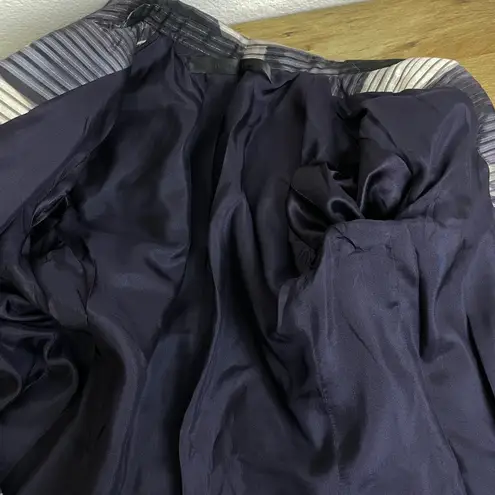 Daniela Corte Silk Blazer Jacket Womens 38 Purple Floral Striped Metallic Career