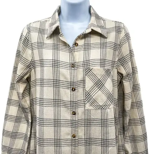 Urban Outfitters Entro Oversized Plaid Print Long Sleeve Shirt Dress Button Front Chest Pocket