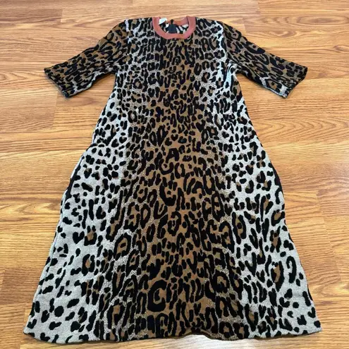 Stella McCartney wool blend Short-Sleeve Leopard-Print Shift Dress EU 40/US S