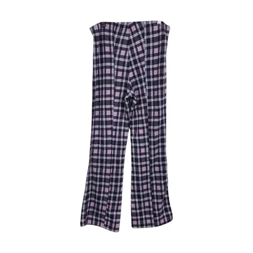 Maeve Anthropologie Womens Sz XS Pink Purple Plaid Flare Cropped Pull On Pants