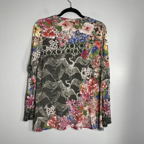 Johnny Was Lindana Favorite Long Sleeve Shirt Medium Multicolor Stretch Floral