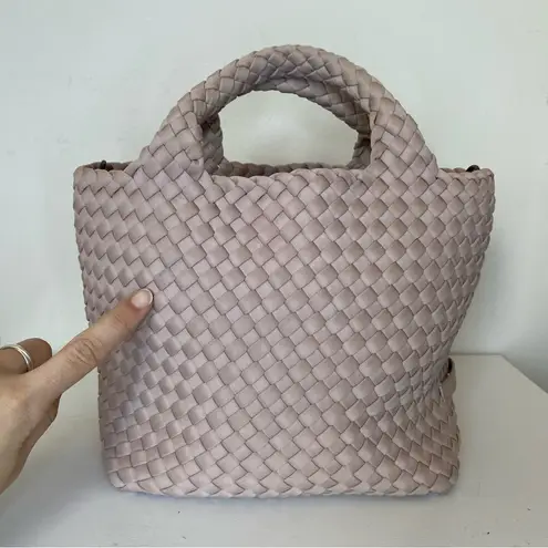 NAGHEDI St. Barths Small Woven Neoprene Tote Crossbody Pouch Shell Pink