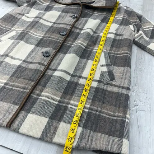 Woman Within  Gray Black White Plaid Lined Button Up Winter Jacket Coat 18W