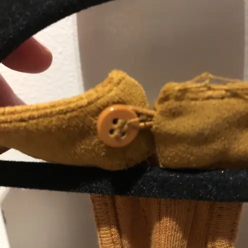 Zara Brown Halter Top Eyelet Detail Faux Suede Look Button Closure Size Small