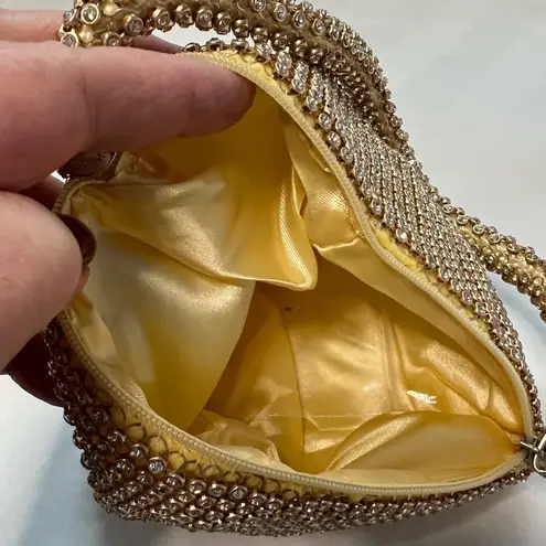 vintage vibe triangle rhinestone evening handbag clutch NWOT Gold