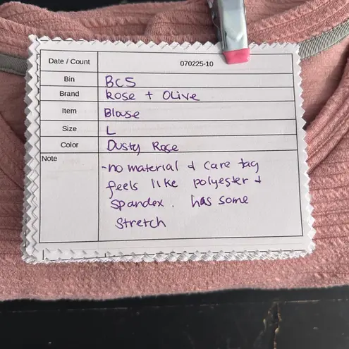 Rose + Olive Womens Blouse Size L Textured Blouse Stretchy Knit Dusty Rose