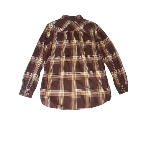 Carhartt  Women's Medium Brown Plaid Button-Up Long Sleeve Shirt