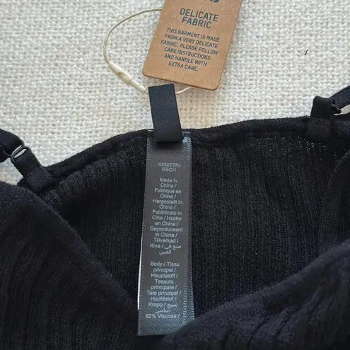 SKIMS Sheer Knit Cami Bodysuit in Onyx, Size XXS