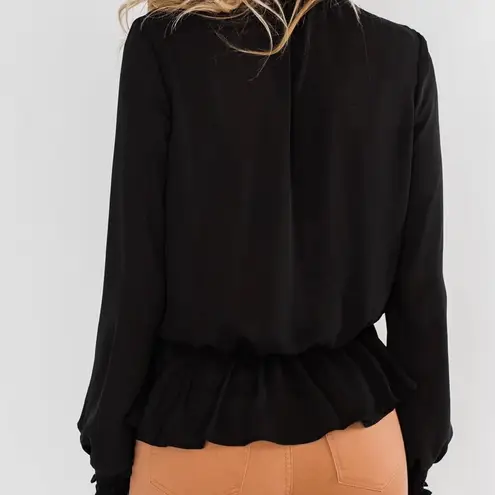 White Birch Say You Won't Let Go Cinched Blouse- Black