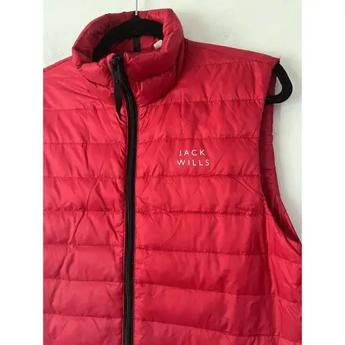 Jack Wills Red Down Filled Spell Logo Full Zip Quilted Puffer Vest Womens Small