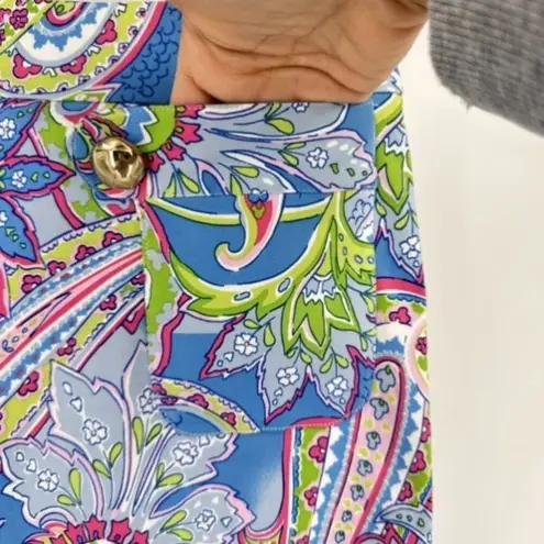 Melly M Womens Floral Paisley Lined Stretch Pencil Skirt Blue Green Size Medium