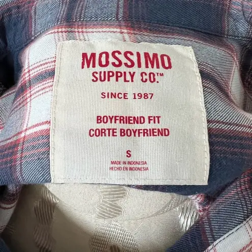 Mossimo Boyfriend Fit Long Sleeve Plaid Button Up Small Blue