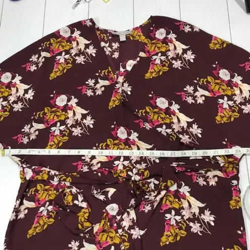 Chelsea28 Plum Marigold Retro Floral Wrap Top Size Medium