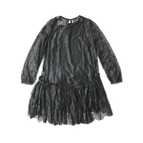 Johnny Was NWT Rai in Black Rayon Lace High Lo Tiered Hem Mini Dress XS $328