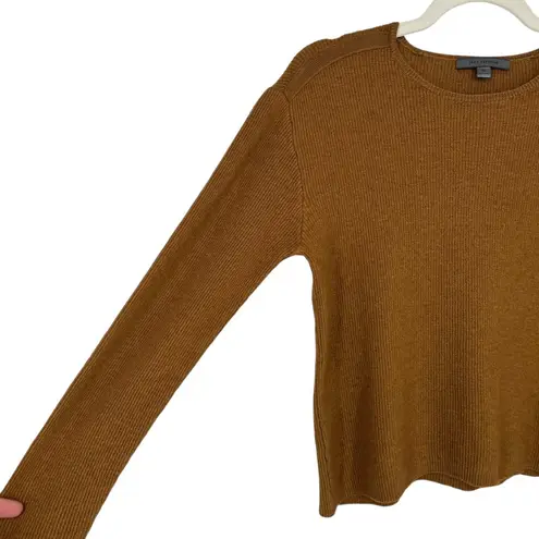 John Varvatos Womens Merino Wool Silk Blend Ribbed Knit Sweater Brown Size Mediu Size M