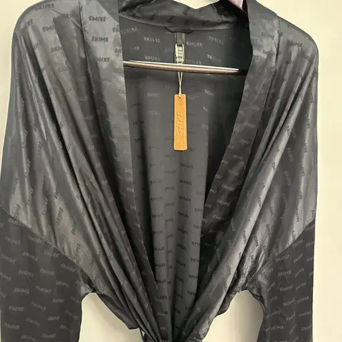 SKIMS WOVEN JACQUARD Medium SHORT ROBE onyx NWT