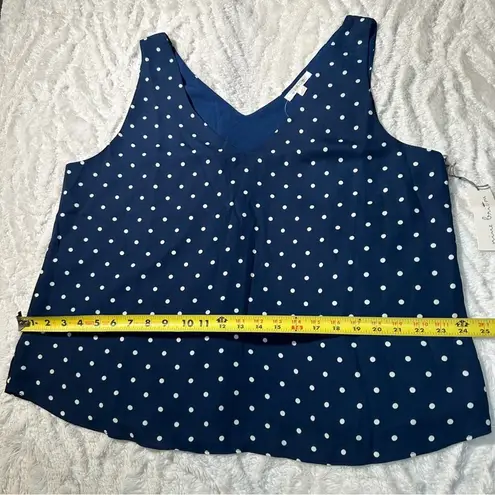 Nine Britton  XL Navy White Polka Dot Double VNeck Top Maternity Business Casual