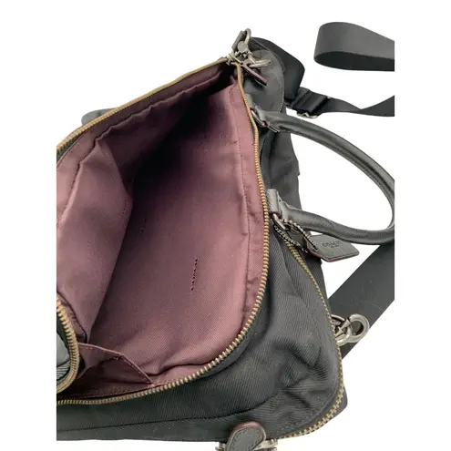 Coach  Women’s Black Nylon Crossbody Bag With Leather Trim & Adjustable Strap