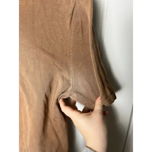 Pendleton Vintage Women's Brown Silk Blend Boxy Short Sleeve Top Size Large