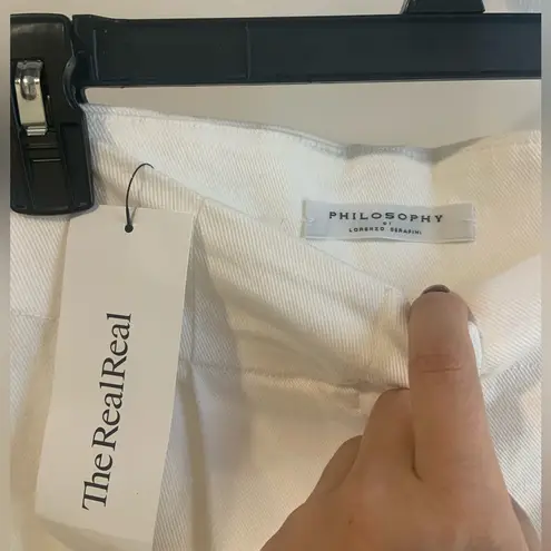 Philosophy di Lorenzo Serfani High Waisted Wide Leg White Denim Trouser Pants 4