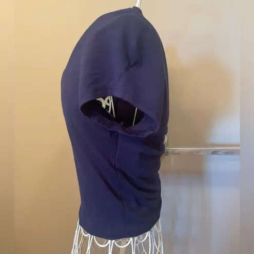 Wet Seal Cropped Criss Cross Front Short-Sleeve Top, Size XS, Navy Blue