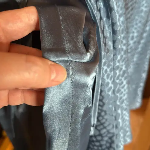 HALSTON Slate Blue Satin Pajama Set Size Medium