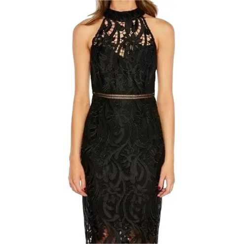 Bardot Isa Crochet Lace Cocktail Sheath Midi Dress French Black Size 8/M