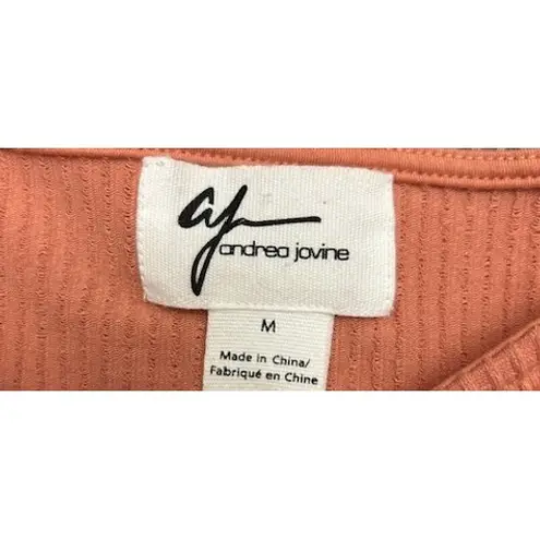 Andrea Jovine Women's Top M Warm Soft Orange Ribbed Boat Neck Soft Casual Comfy Size M
