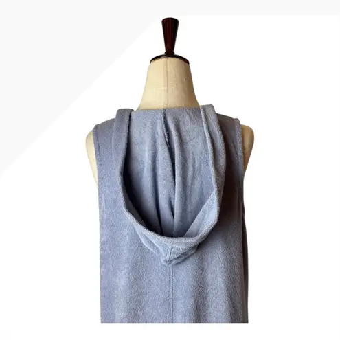 iRELAX Dress Women Small Blue Terry Cloth Hoodie Sleeveless Maxi Lounge Robe