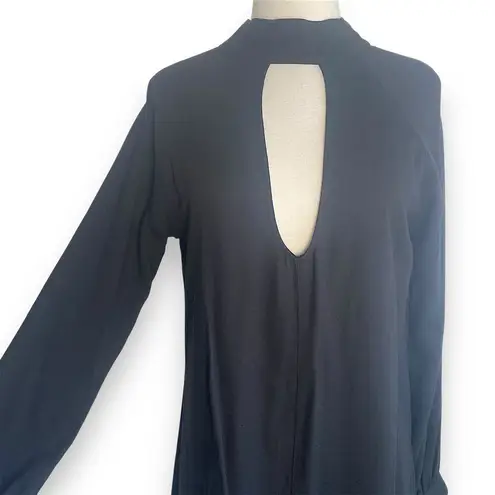 For Love & Lemons High Neck Keyhole Low Back Long Sleeve Black Witchy Mini Dress Size XS