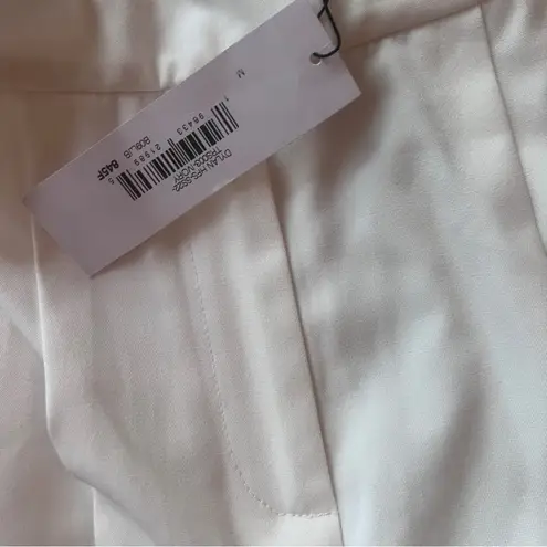 Ivory Pleated High Waist Straight Trousers White Size M