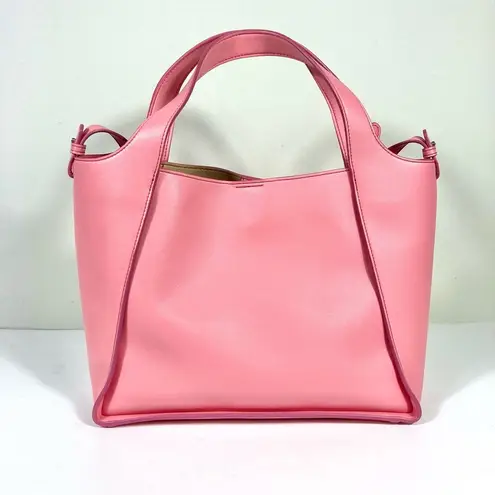 Stella McCartney Perforated Logo Faux Leather Medium Satchel Bag Pink NEW