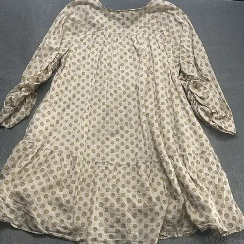 Hudson Happy Nature x Kate  Dress Luna Polka Dot 100% Cotton Tan Beige Womens XL