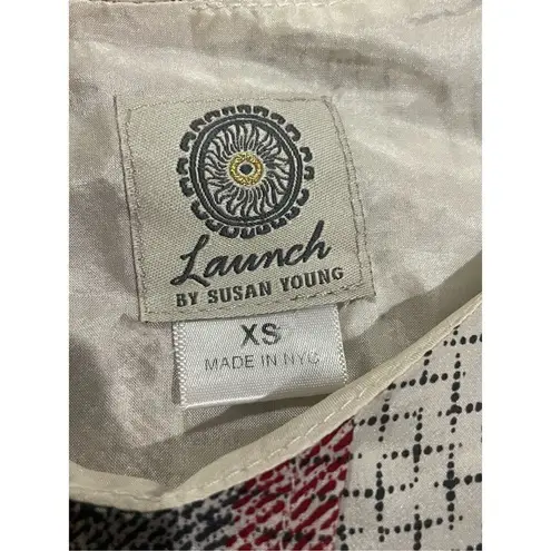 Launch by Susan Young abstract sailboat novelty 100% silk dress size XS Red