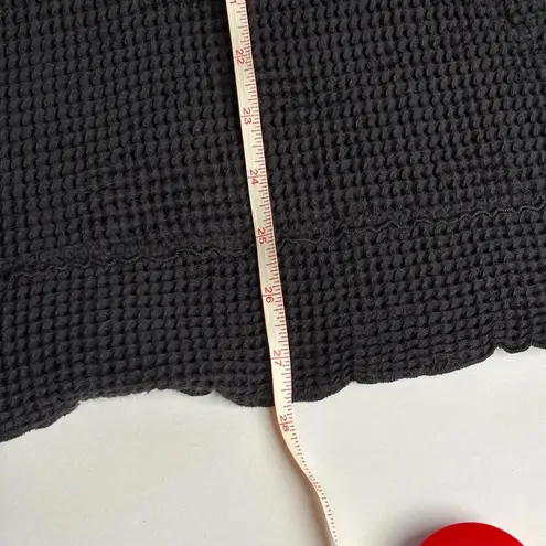 Focus Black Waffle Knit Cowl Neck Sweatshirt Top Kangaroo Pocket Lounge Beach M Size M